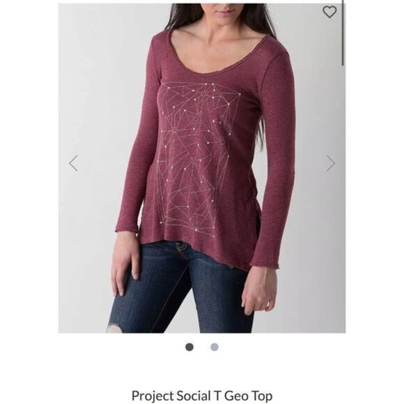 Project Social T Womens Small Geo Red Long Sleeve Lightweight Knit‎ NWT - Picture 12 of 12